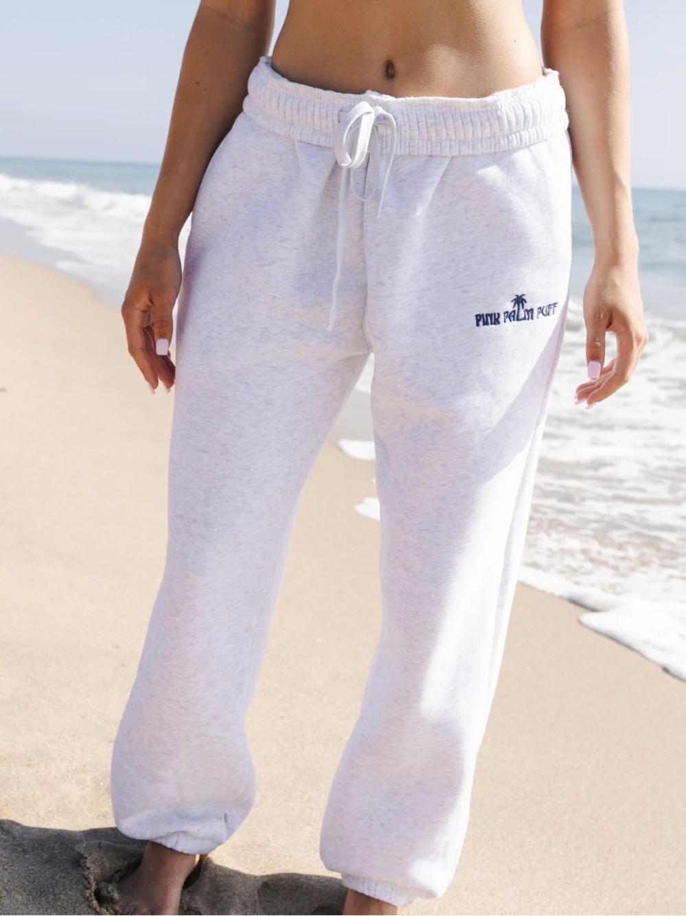 Pink Palm Puff Classic Sweatpants in Cloud Petite / XS PXS NEW WITHOUT TAGS